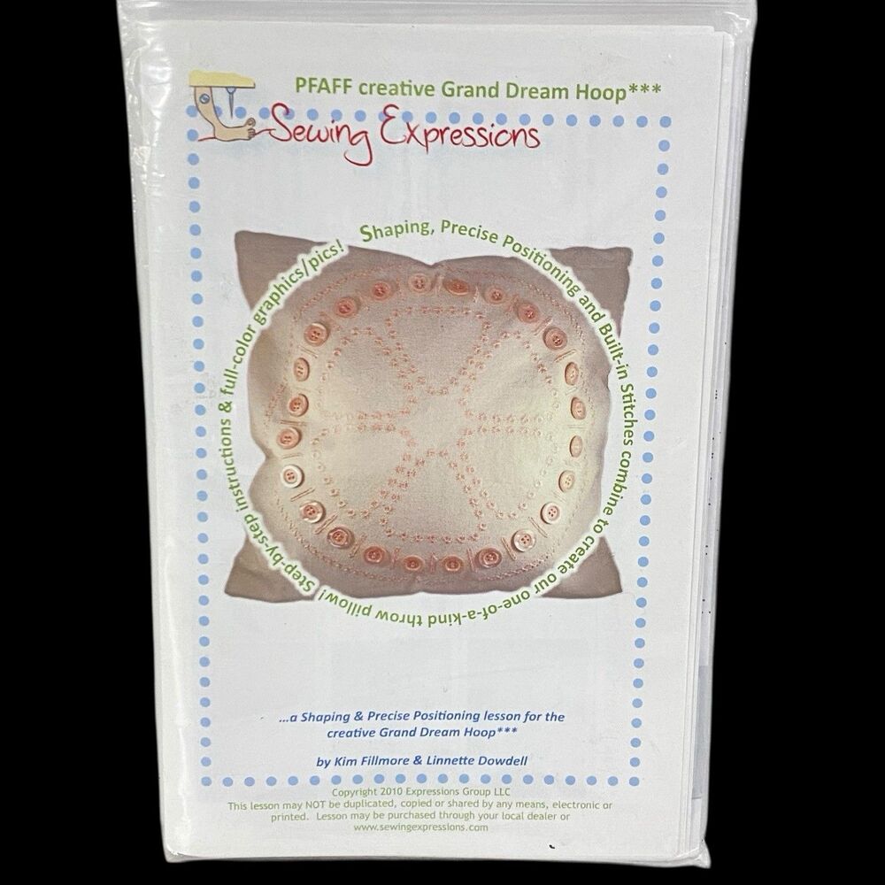 New PFAFF Decorative EMBROIDERED PILLOW Pattern 16" Sewing Expressions 2010